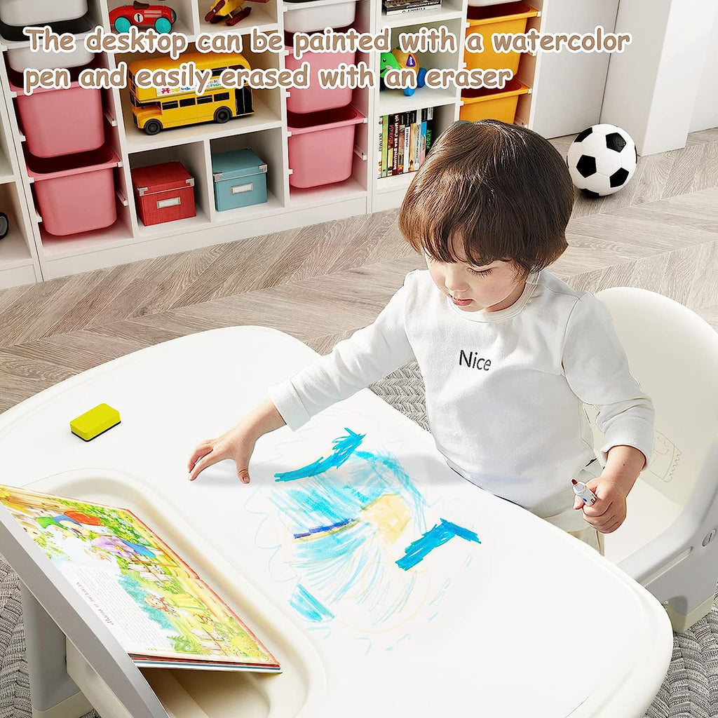 Kid's Drawing Table and Chair Set Gray – BanaSuper